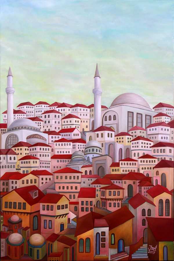 Albanian village, 2017 — Oil on canvas by Izet Shabani