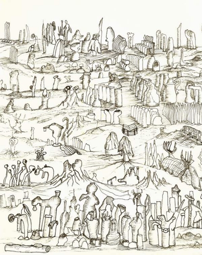 Verlaten land, 1999 — Pen on paper by Izet Shabani