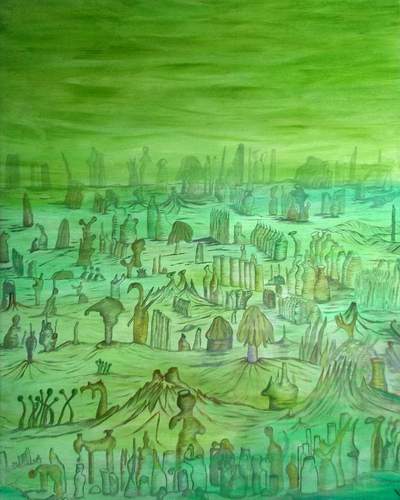 Nobody's land, 1999 — Oil on canvas by Izet Shabani
