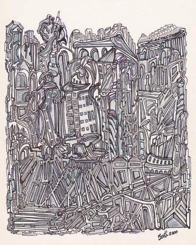 Angst, 2000 — Pen on paper by Izet Shabani