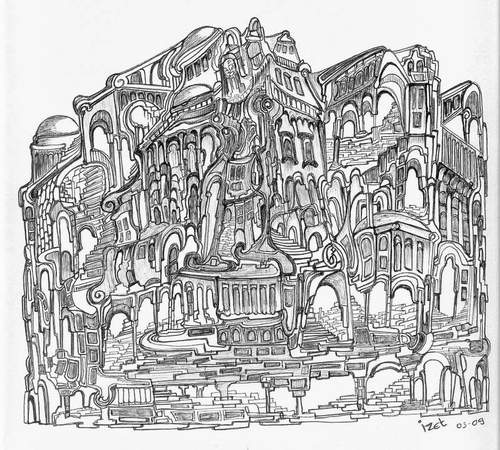 Het paleis, 2009 — Pen on paper by Izet Shabani